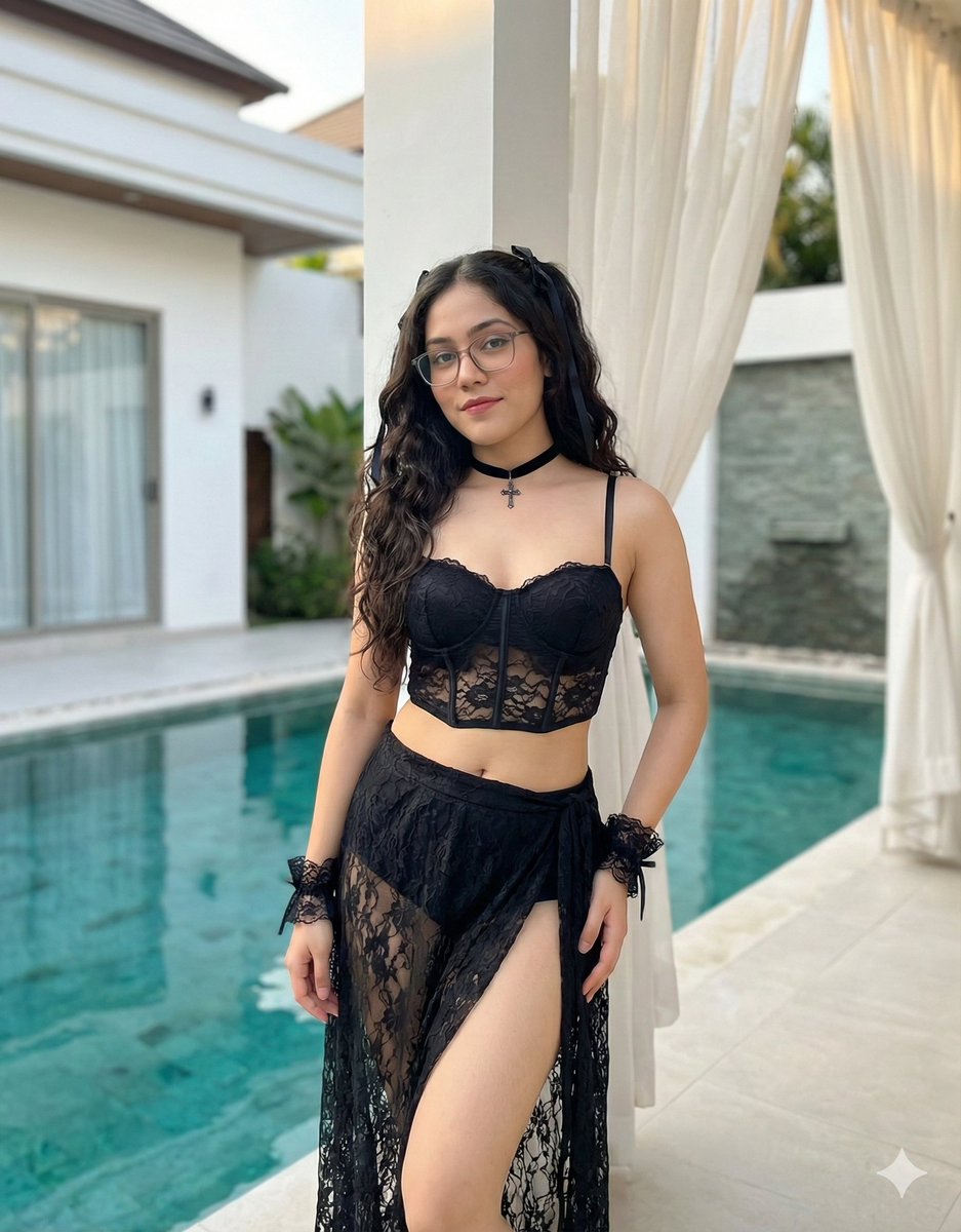 AI Prompt for Luxury Poolside Gothic Misa Amane Cosplay Photography