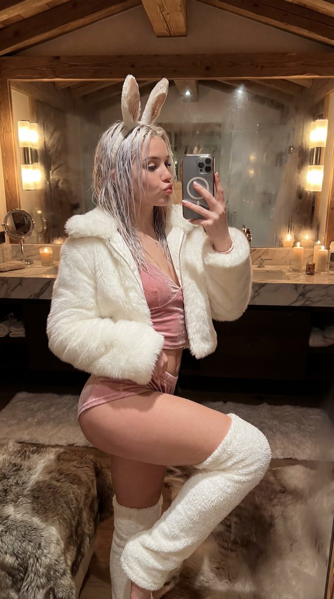 AI Prompt for Luxury Ski Chalet Selfie with Bunny Ears