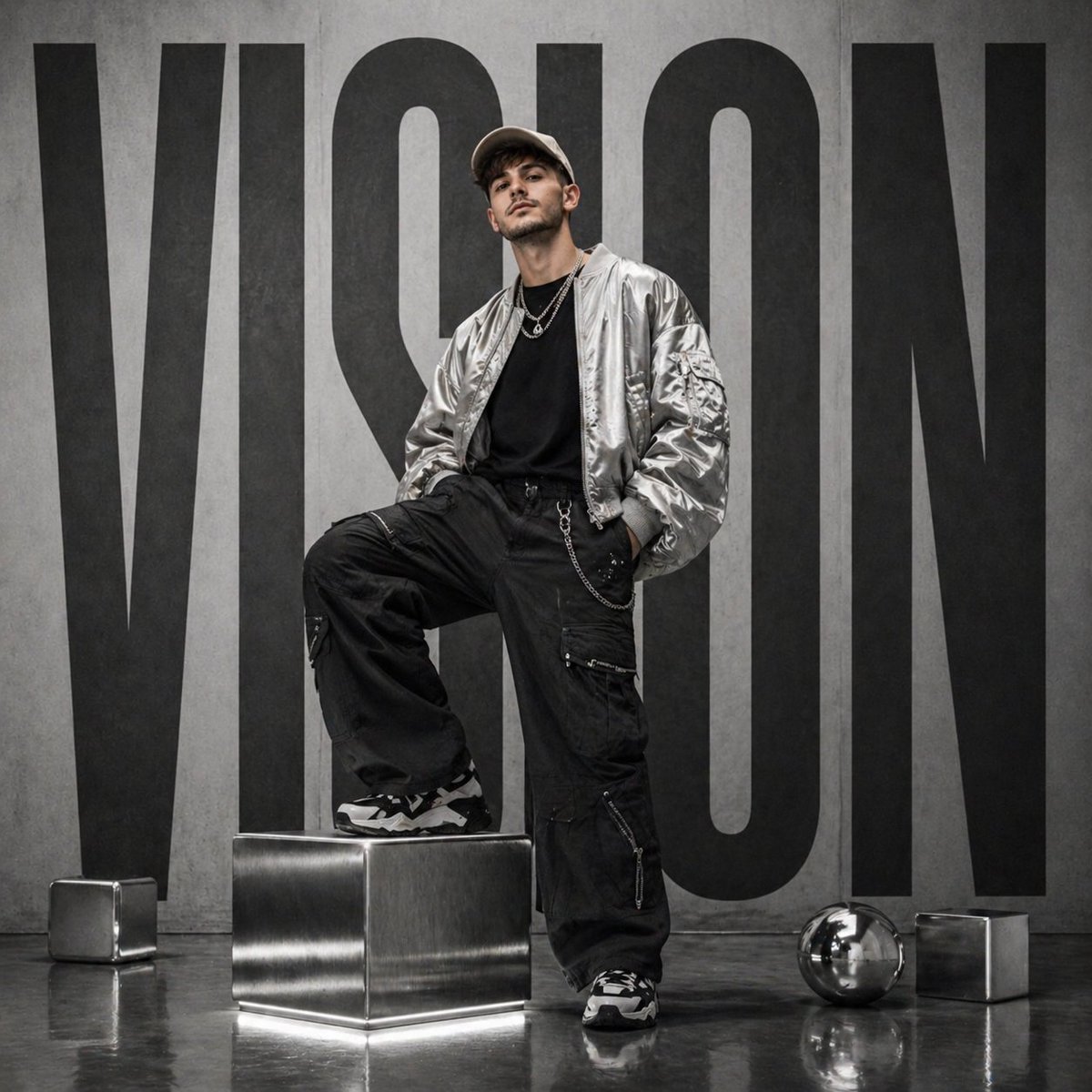 AI Prompt for Luxury Streetwear Campaign Poster with Bold Typography and Dramatic Lighting