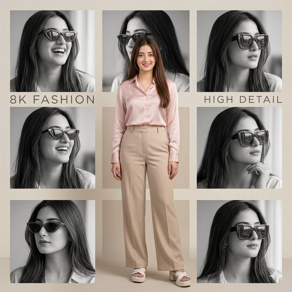 AI Prompt for Minimalist Fashion Portrait with Collage Elements