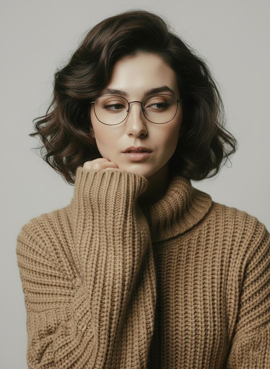 AI Prompt for Minimalist Fashion Portraits - Woman in Chunky Knit Sweater