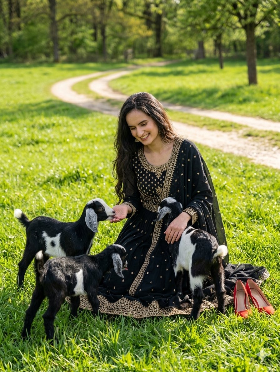 AI Prompt for Nature Background Portrait Edit with Anarkali Dress