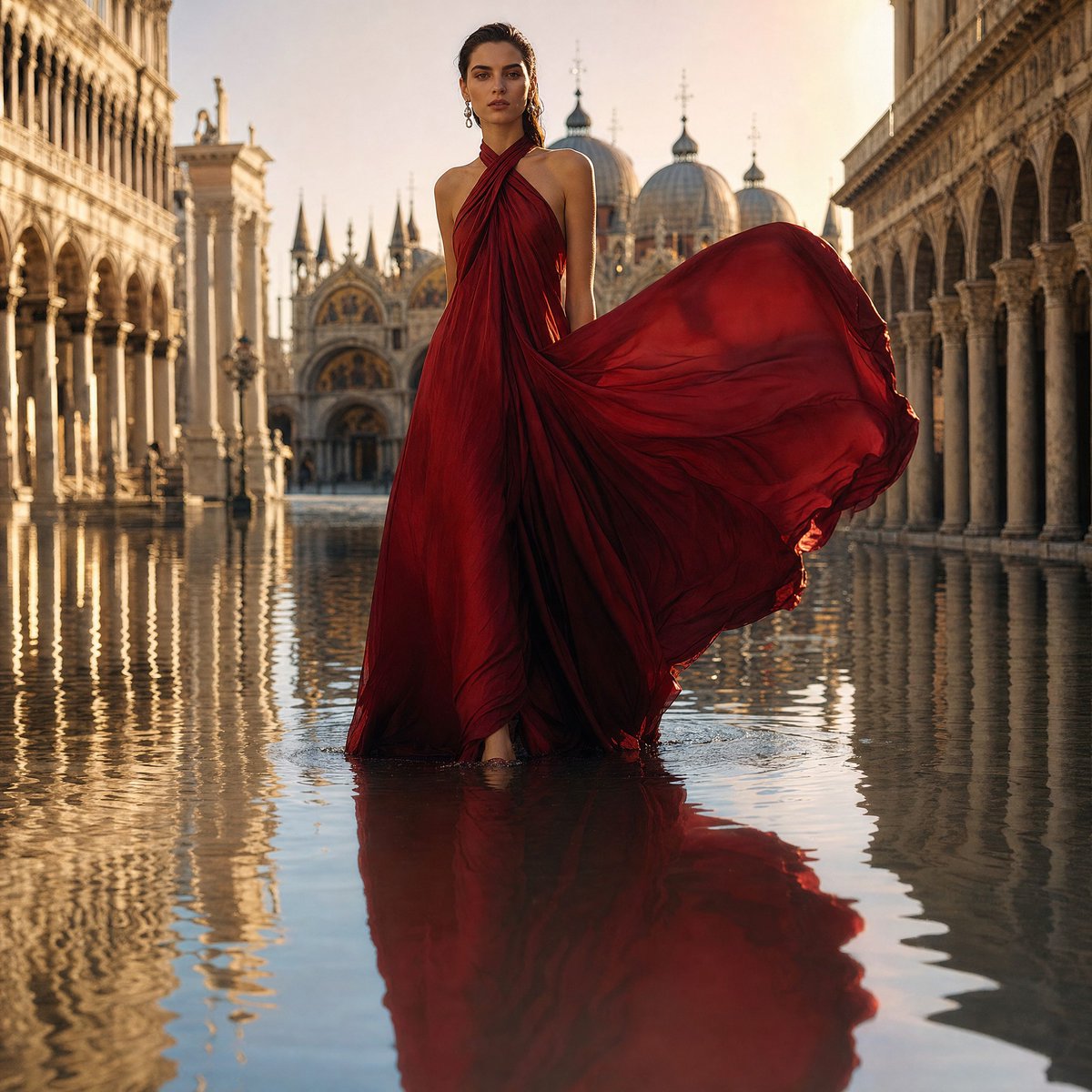 AI Prompt for Photography: Luxury Fashion Editorial in Flooded Venice Cityscape