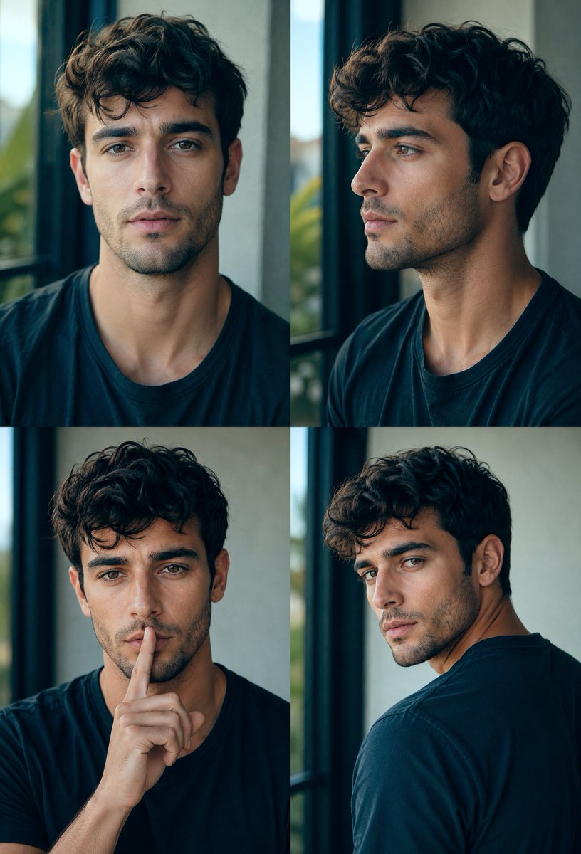 AI Prompt for Photorealistic 4-Angle Male Hairstyle Collages