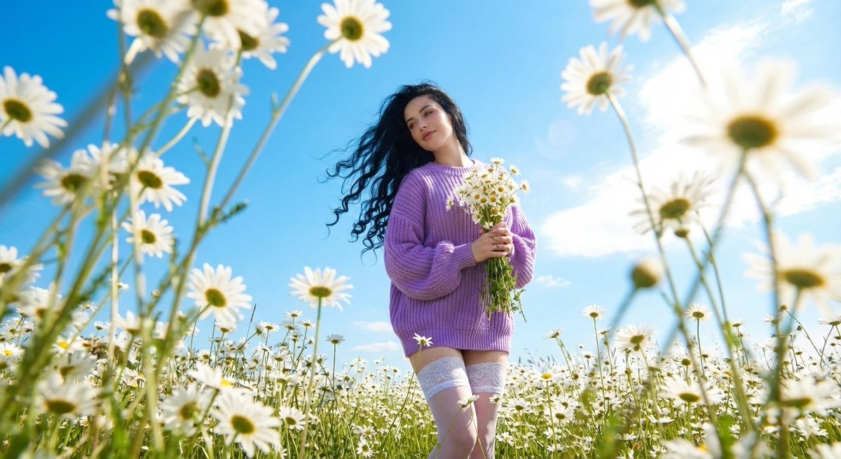 AI Prompt for Photorealistic Fashion Editorial Image with Daisies