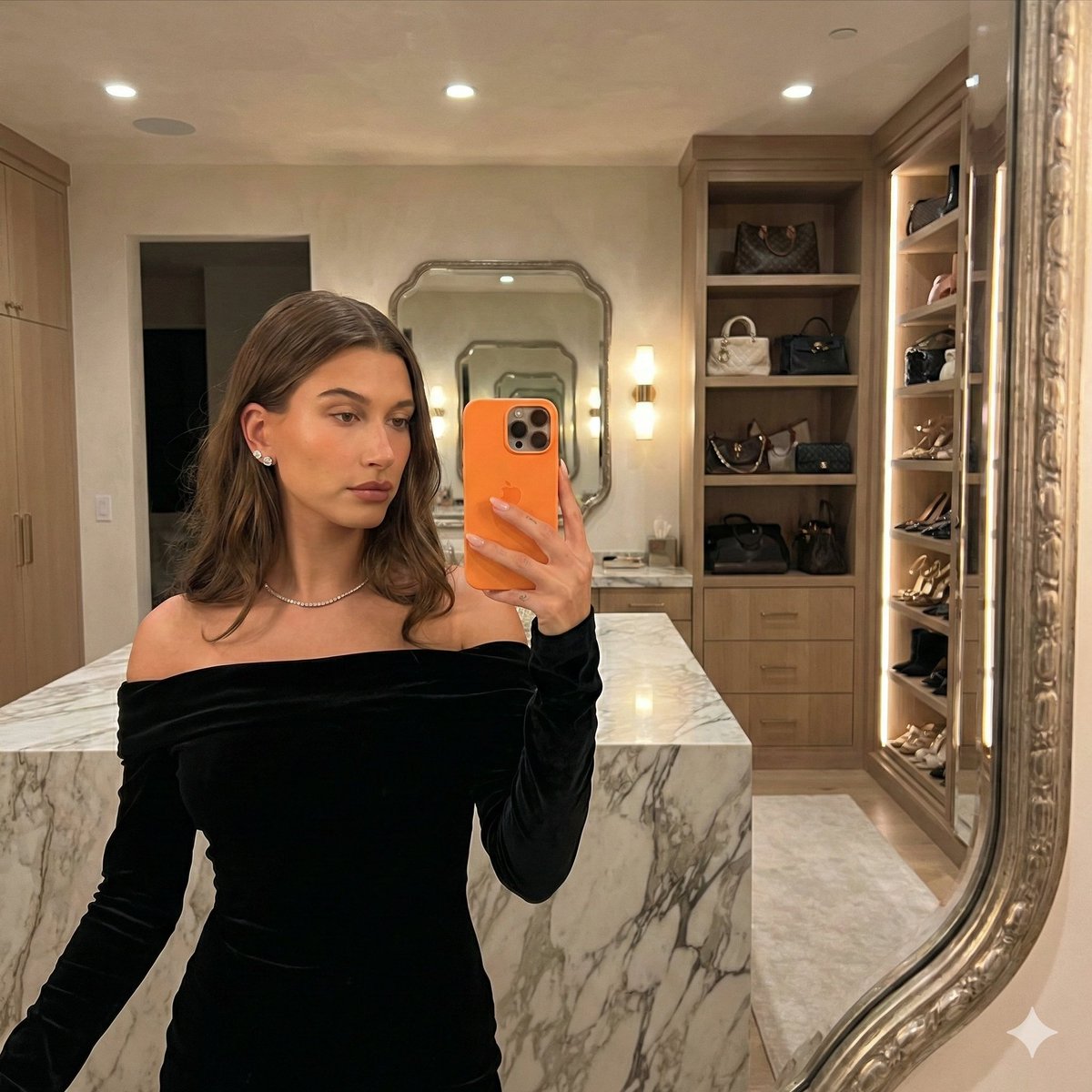 AI Prompt for Photorealistic Fashion Mirror Selfie of Bella Hadid