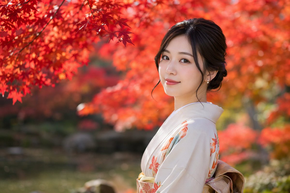 AI Prompt for Photorealistic Kimono Portrait: Autumn Background and Cinematic Lighting