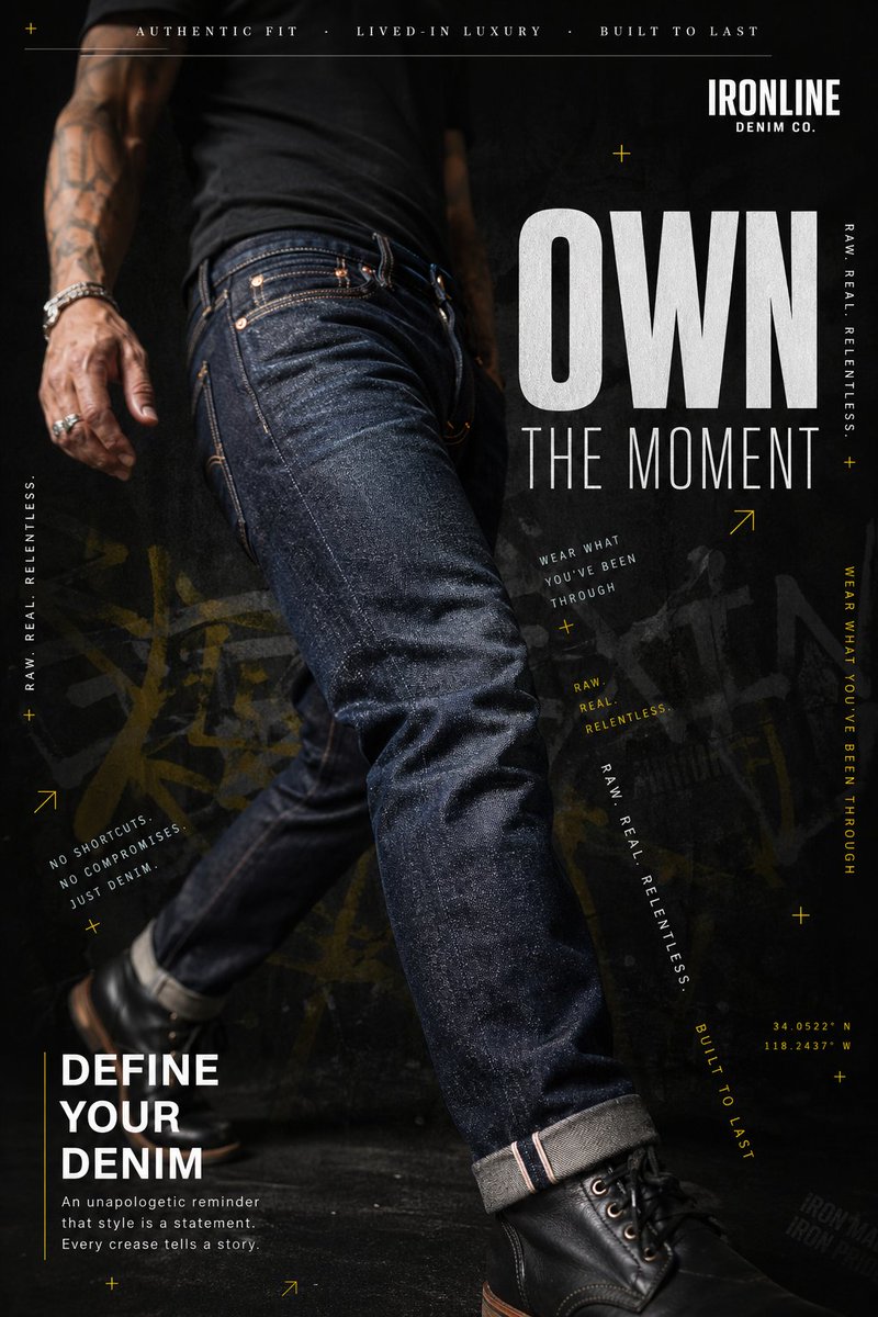 AI Prompt for Premium Denim Editorial Advertisement with Hyperrealistic Textures