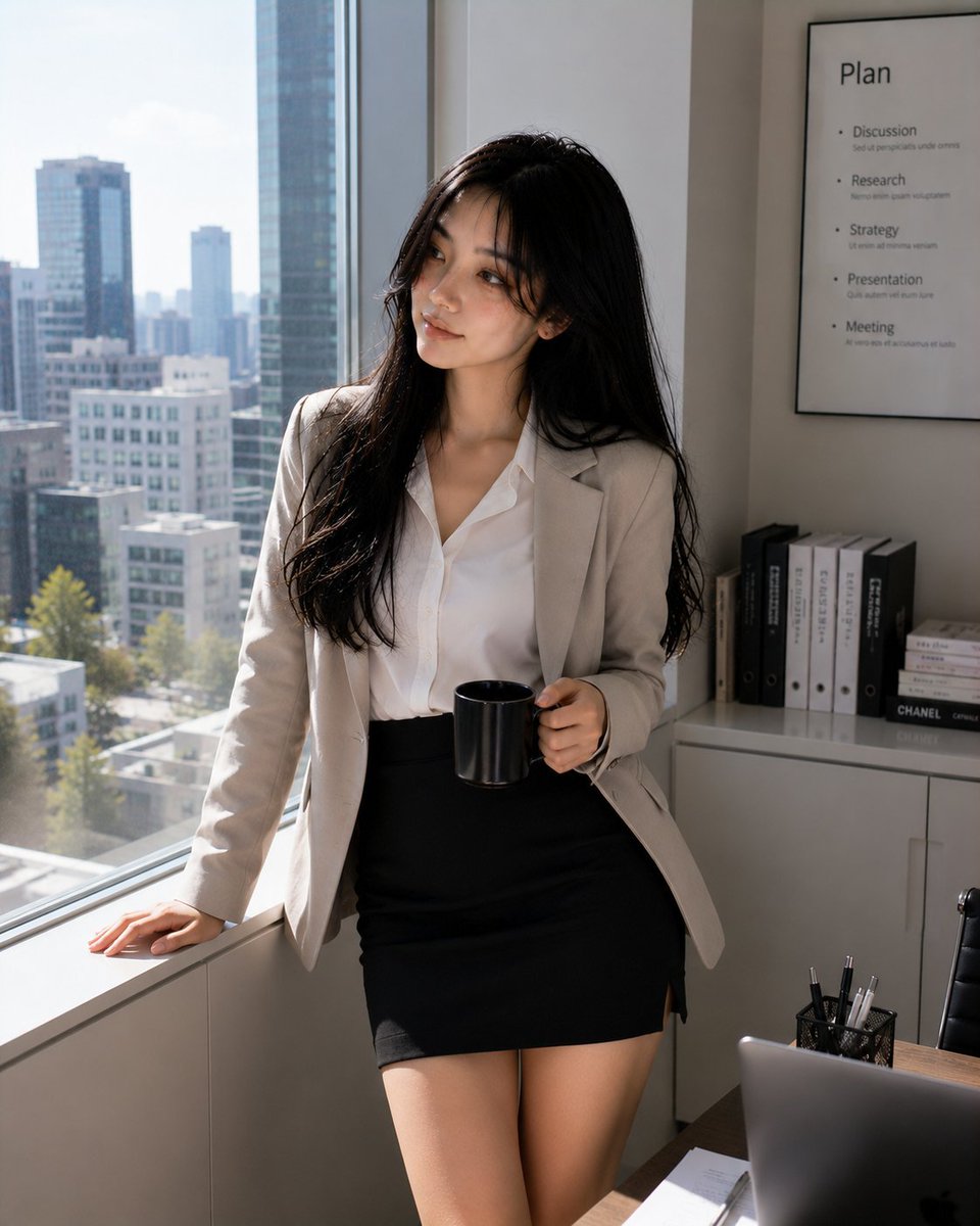 AI Prompt for Professional Korean Office Portrait Photography with Realistic Lighting