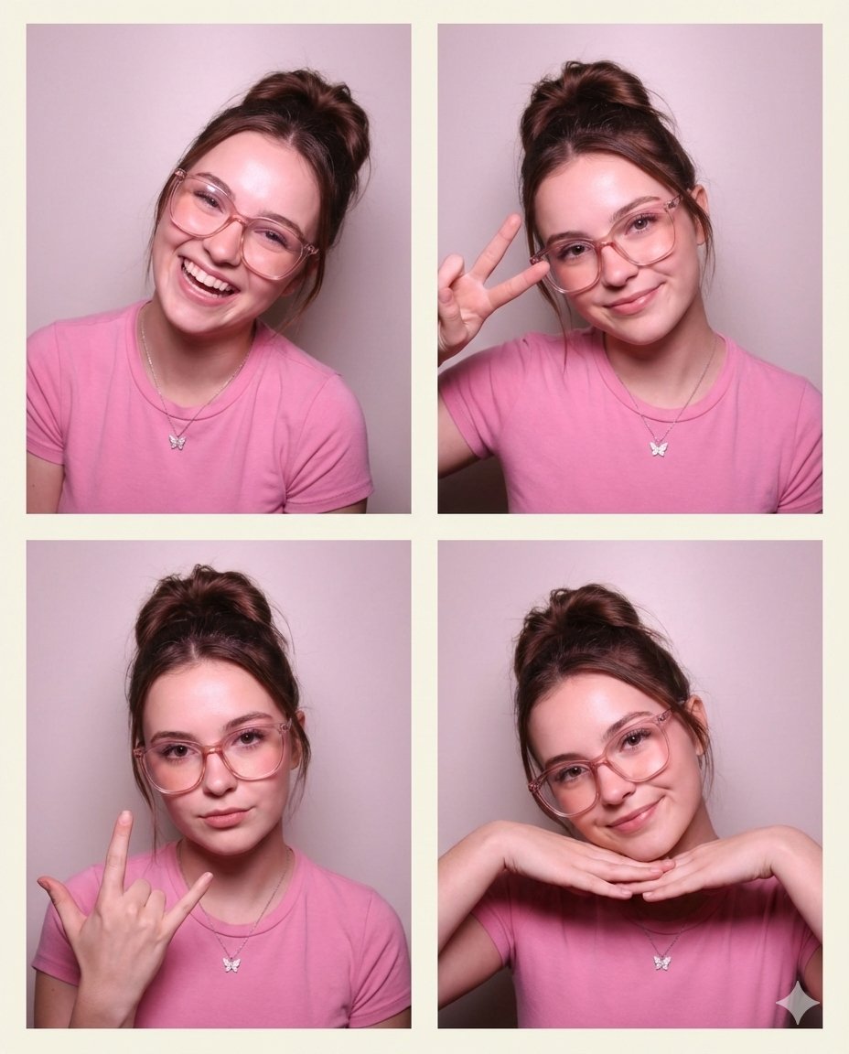 AI Prompt for Realistic 4-Panel Collage Portrait with Identity Lock