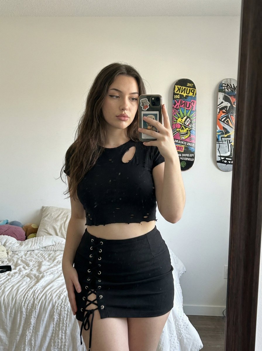 AI Prompt for Realistic Curvy Woman Mirror Selfie - Instant Portrait Generation