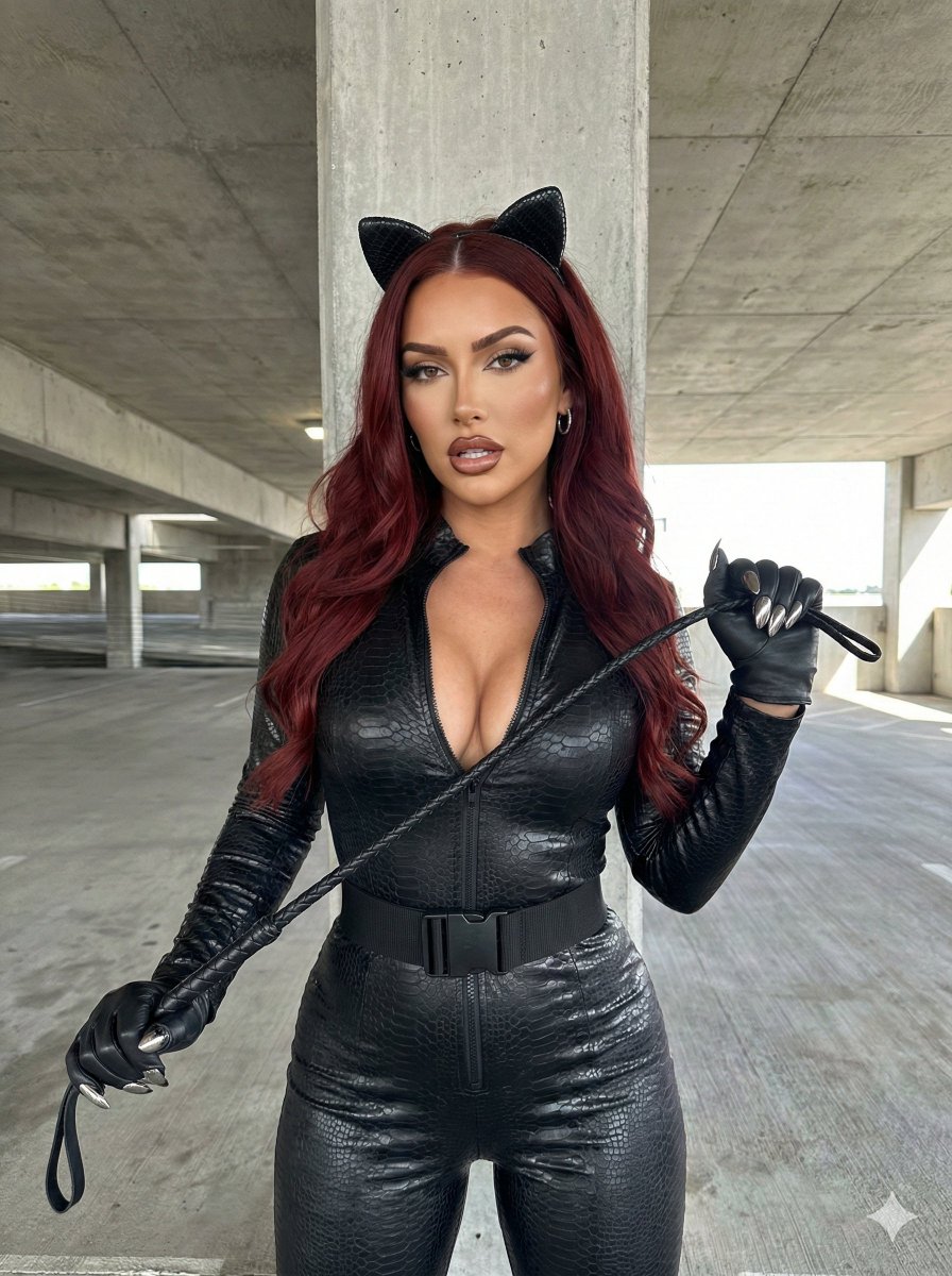 AI Prompt for Realistic Female Portrait in Latex Jumpsuit