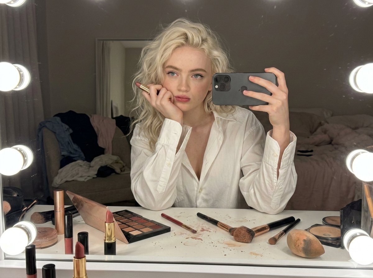 AI Prompt for Realistic Glam Selfie with Slavic Woman