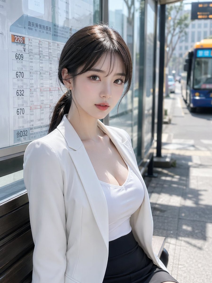 AI Prompt for Realistic Japanese Bus Stop Portrait