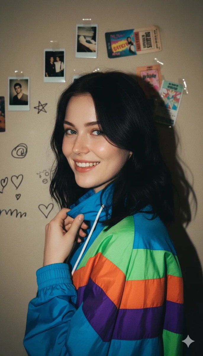 AI Prompt for Retro 90s Portrait Inspiration: Harsh Flash and Polaroid Reference