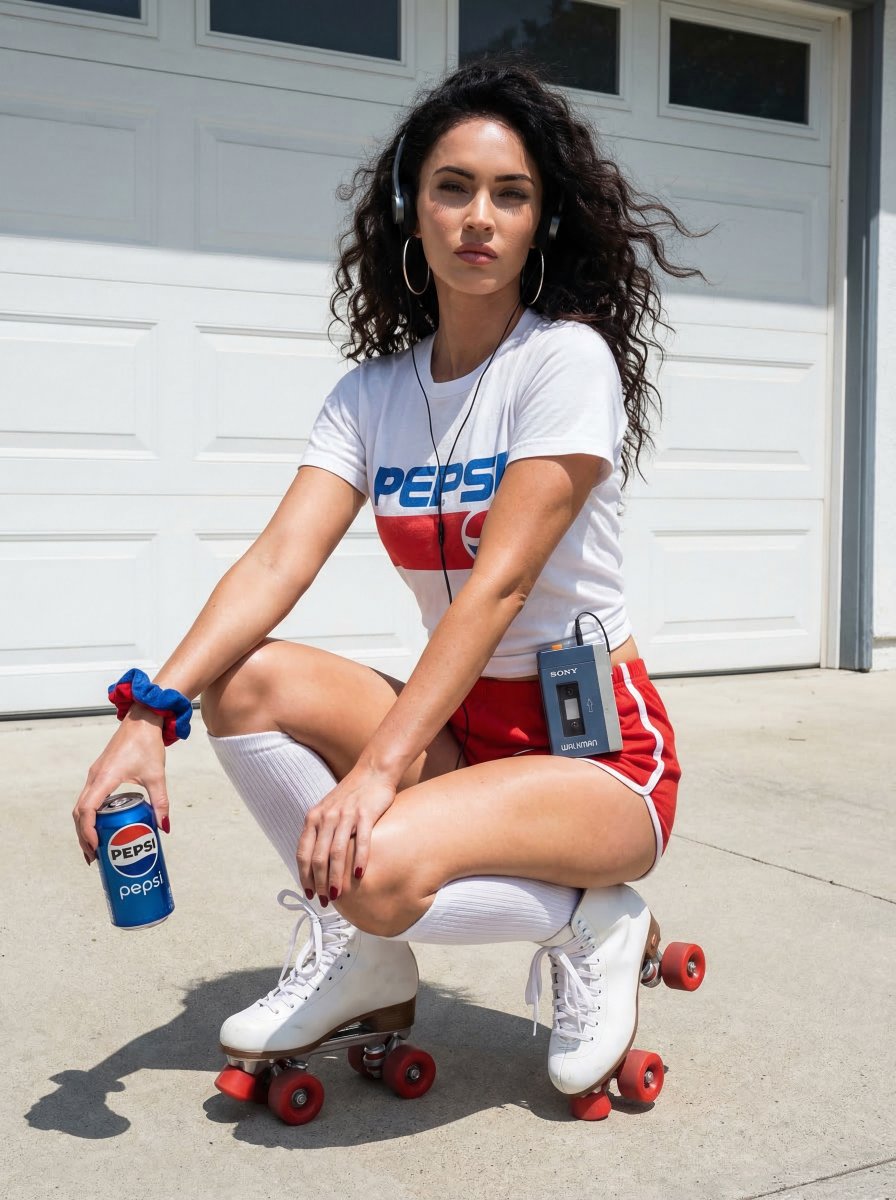 AI Prompt for Retro Athleisure Photography with Megan Fox