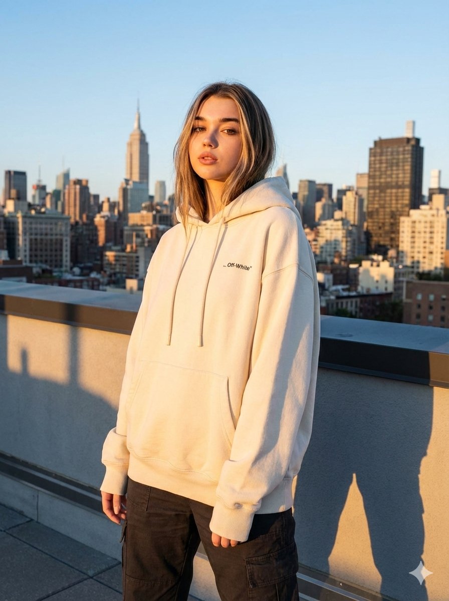 AI Prompt for Rooftop Editorial Fashion Photography - Luxury Streetwear, Sunset Golden Hour