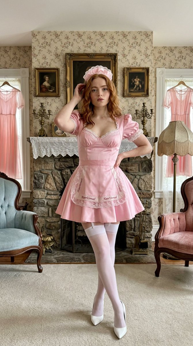 AI Prompt for Sadie Sink in Victorian Maid Uniform Photography