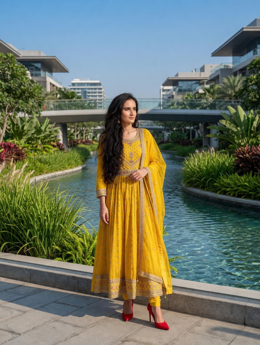AI Prompt for South Asian Woman in Anarkali Dress Photography