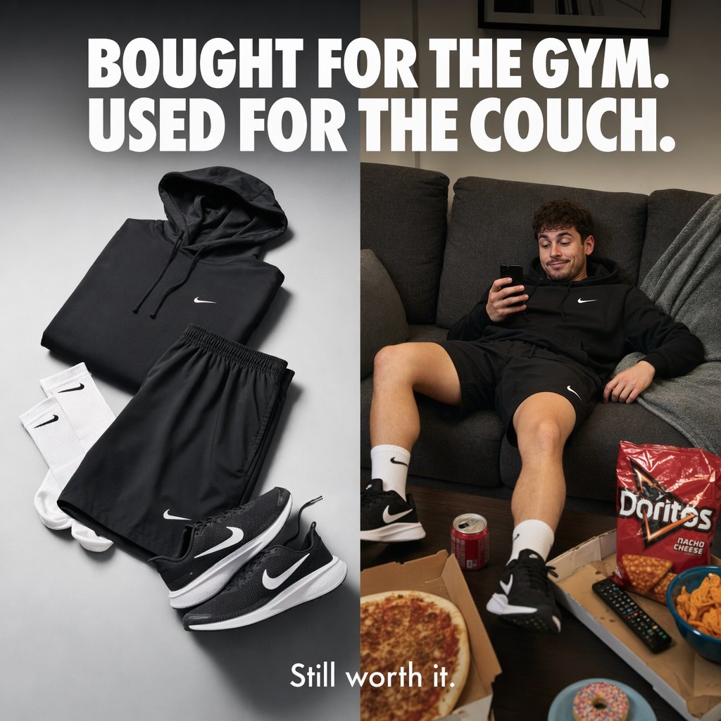 AI Prompt for Split-Screen Athleisure Wear Product Ads