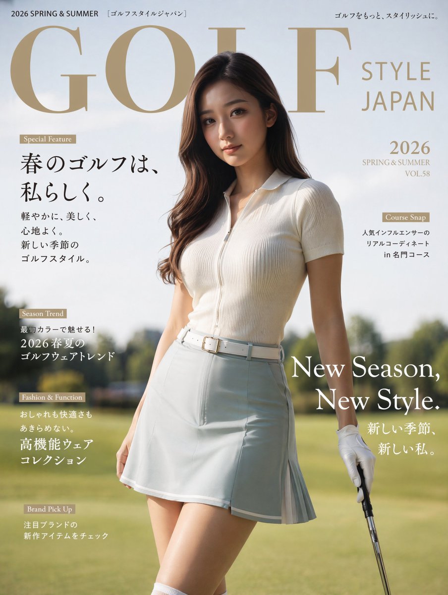 AI Prompt for Spring-Summer Japanese Fashion Golfwear Magazine Cover