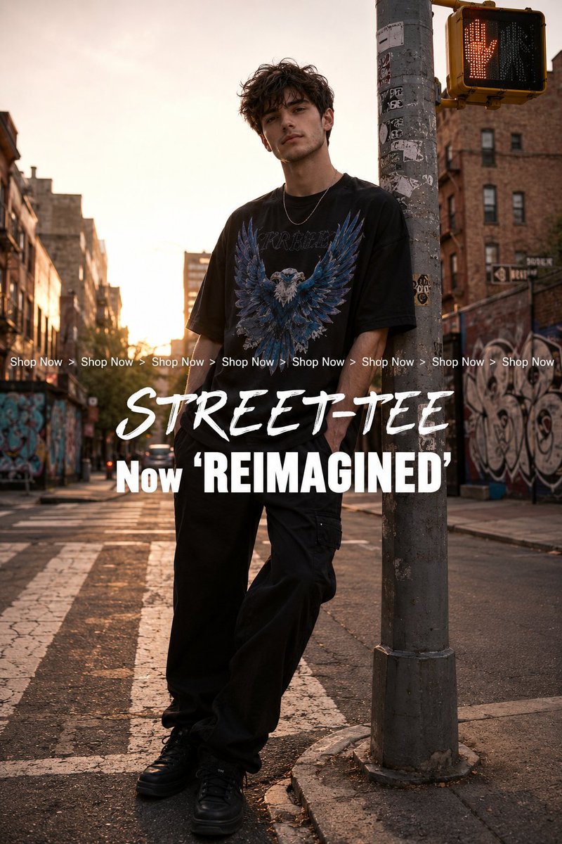 AI Prompt for Streetwear Fashion Advertising with Sunset Background