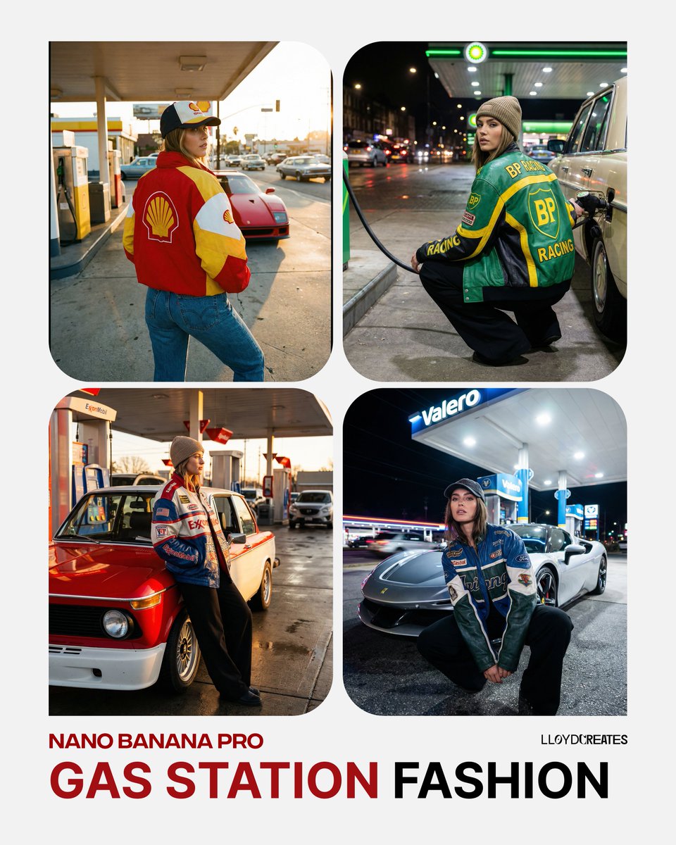 AI Prompt for Streetwear Fashion Photoshoots at Gas Stations