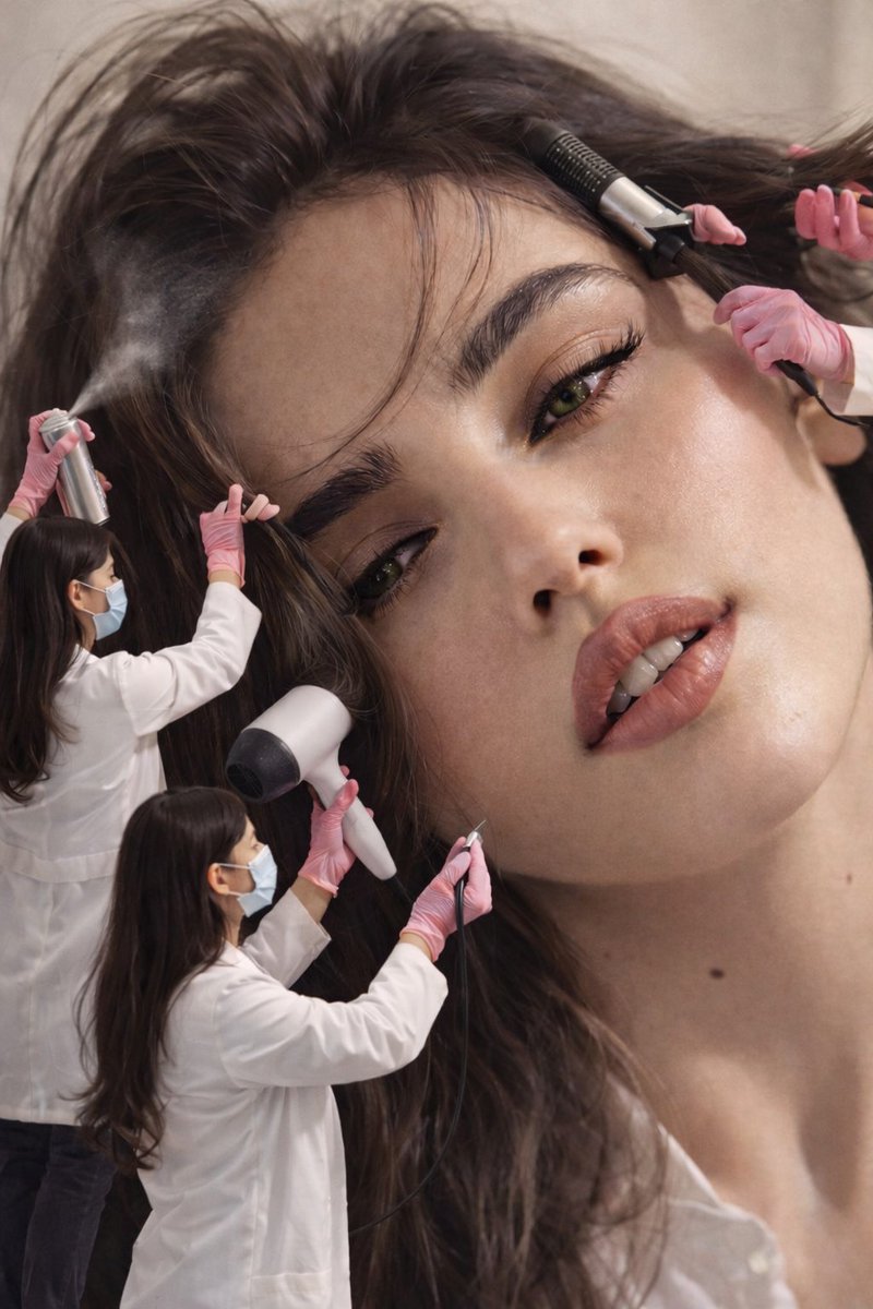 AI Prompt for Surreal Editorial Photography: Miniature Makeup Artists with Oversized Tools
