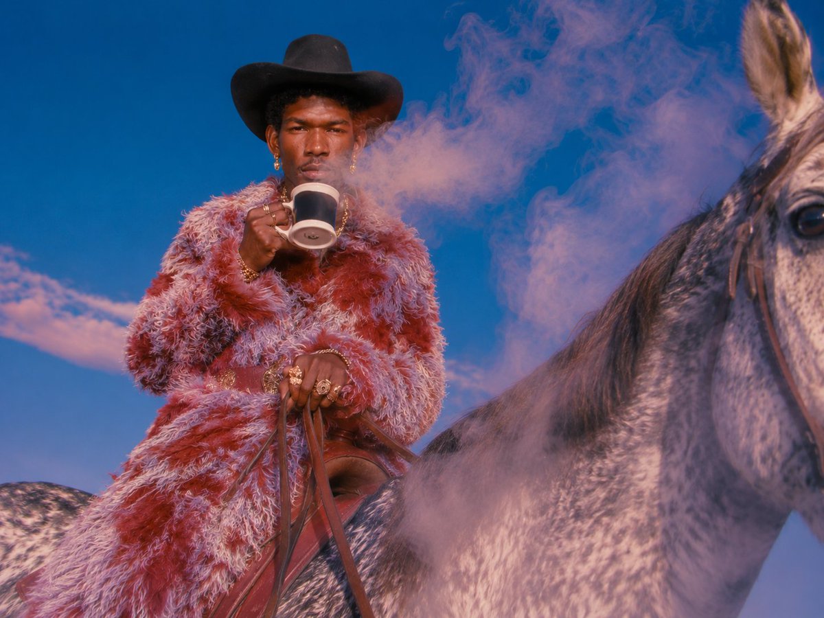 AI Prompt for Surreal Western Fashion Photography with Model and Horse