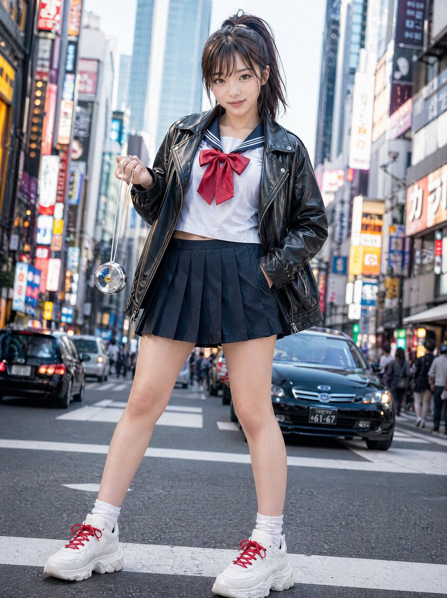 AI Prompt for Tokyo Street Fashion Portrait with a Sukeban Edge