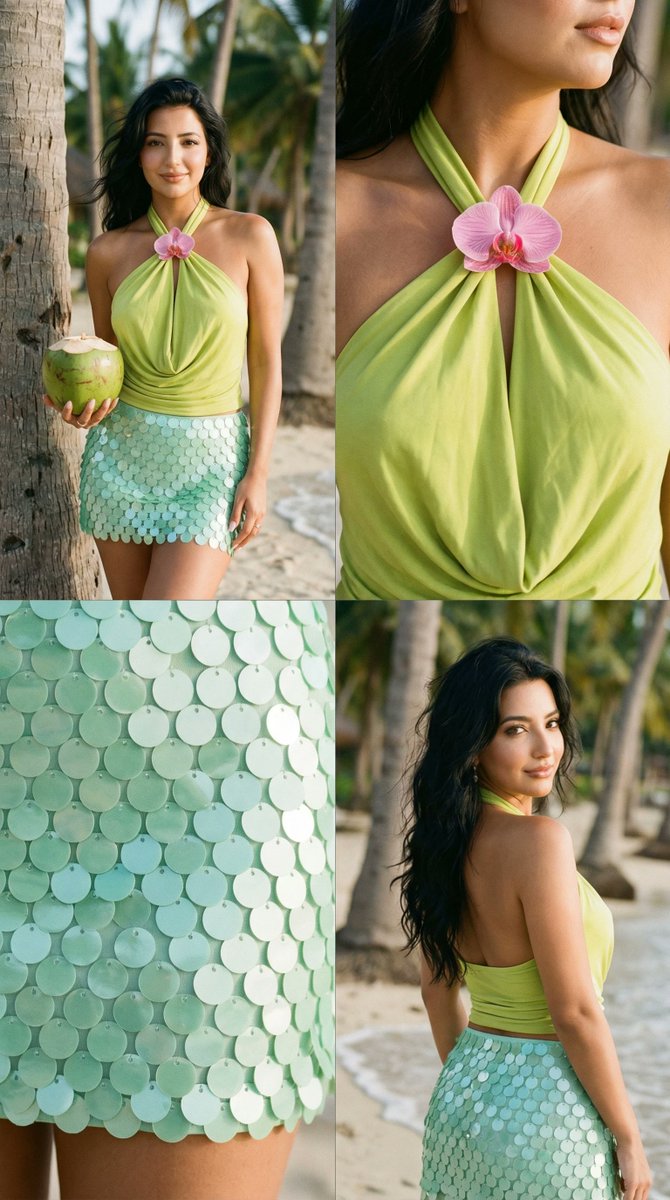 AI Prompt for Tropical Fashion Collage: Generate a Stunning Photorealistic Editorial for Social Media