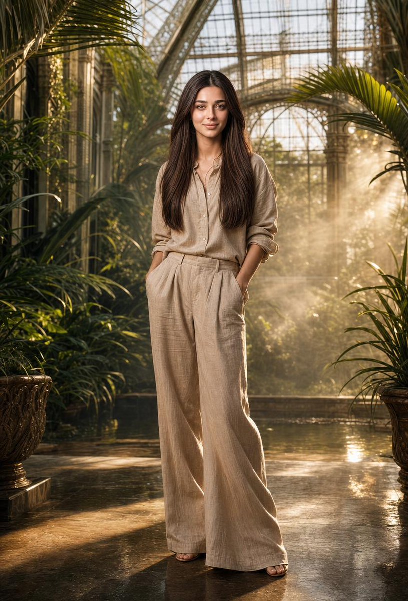 AI Prompt for Tropical Greenhouse Luxury Fashion Portrait Photography