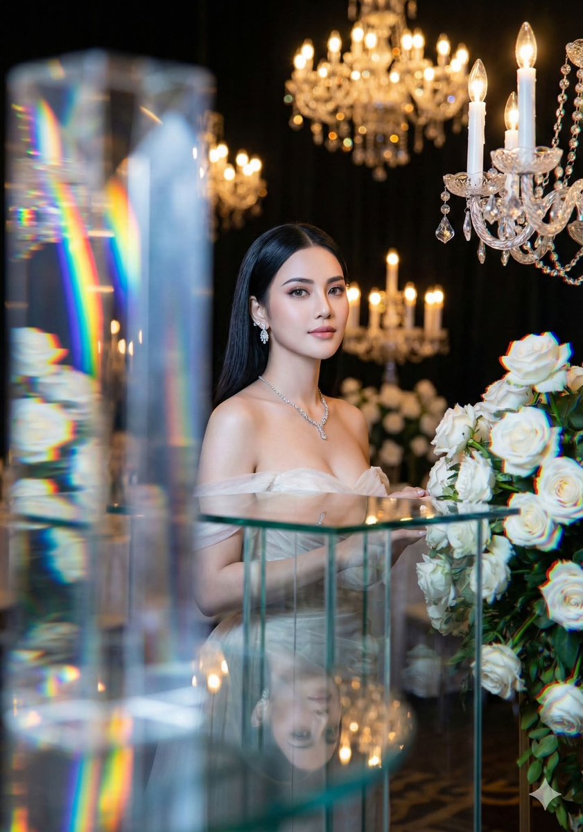 AI Prompt for Ultimate Fashion Editorial Portrait with Prismatic Glass Effects