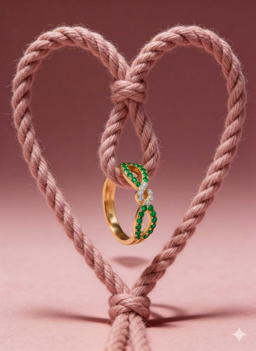 AI Prompt for Ultra-Premium Jewelry Product Photography with Dusty-Rose Cotton Rope Heart Knot