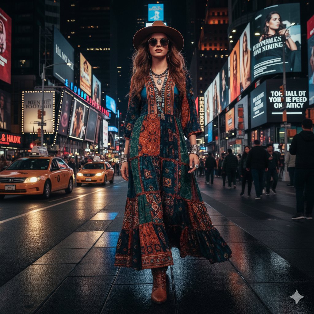 AI Prompt for Ultra-Realistic Cinematic Western Fashion Photography in Times Square