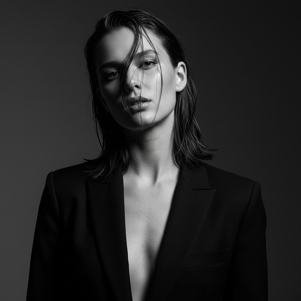 AI Prompt for Ultra-Realistic Editorial Fashion Portraits in Monochrome