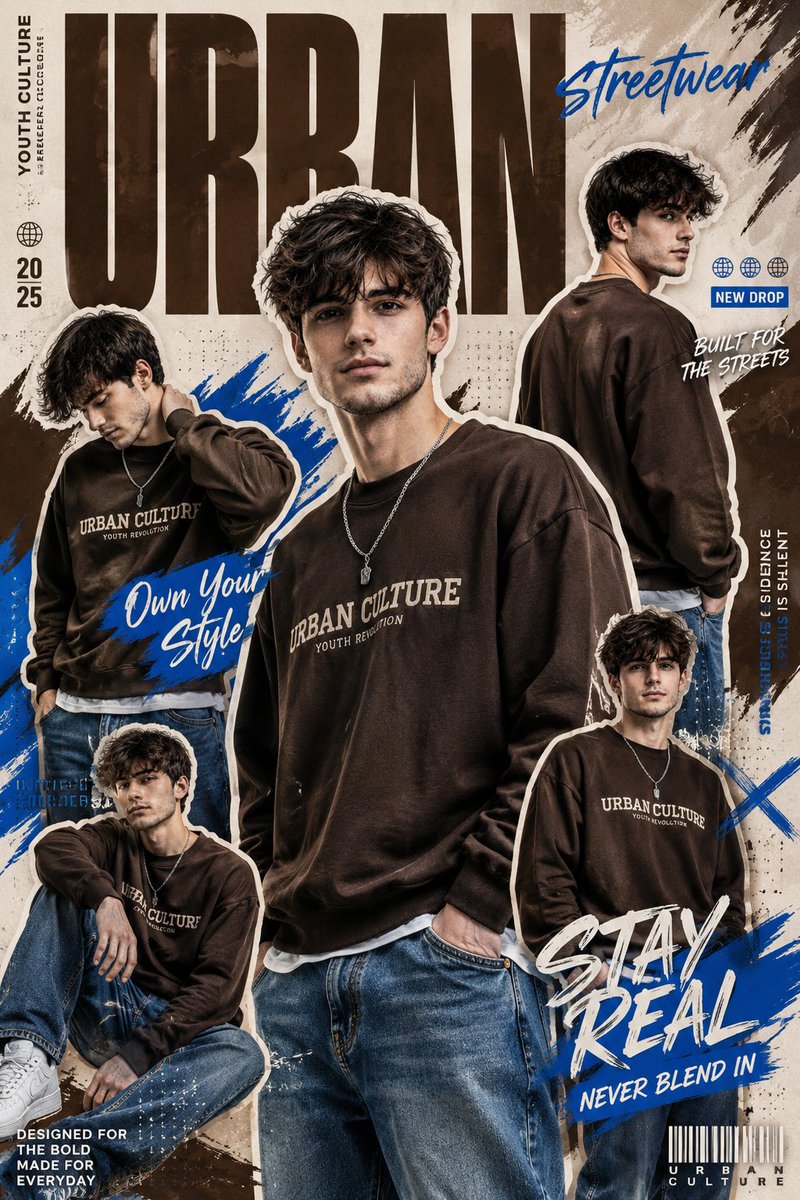 AI Prompt for Urban Fashion Poster Design with AI-Generated Art