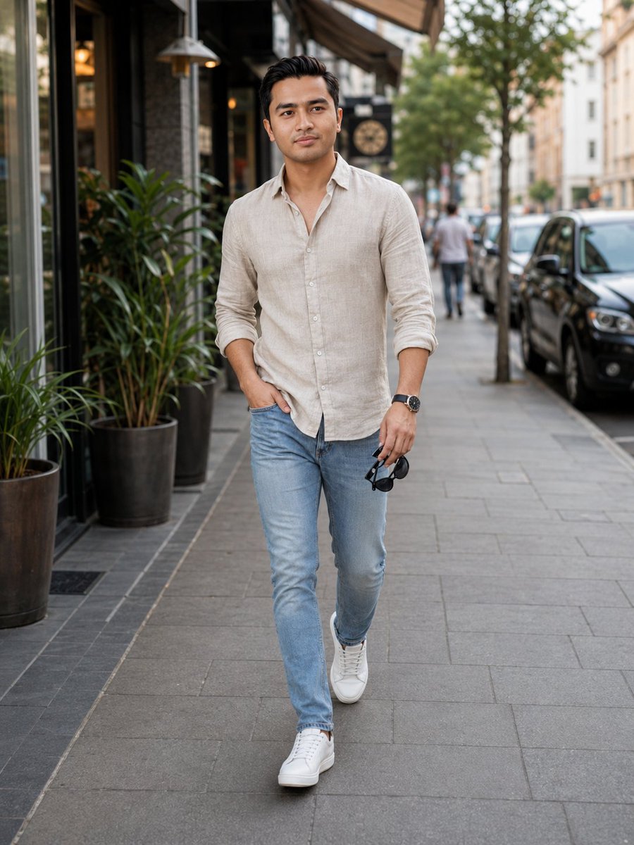 AI Prompt for Urban Male Fashion Editing with Natural Light