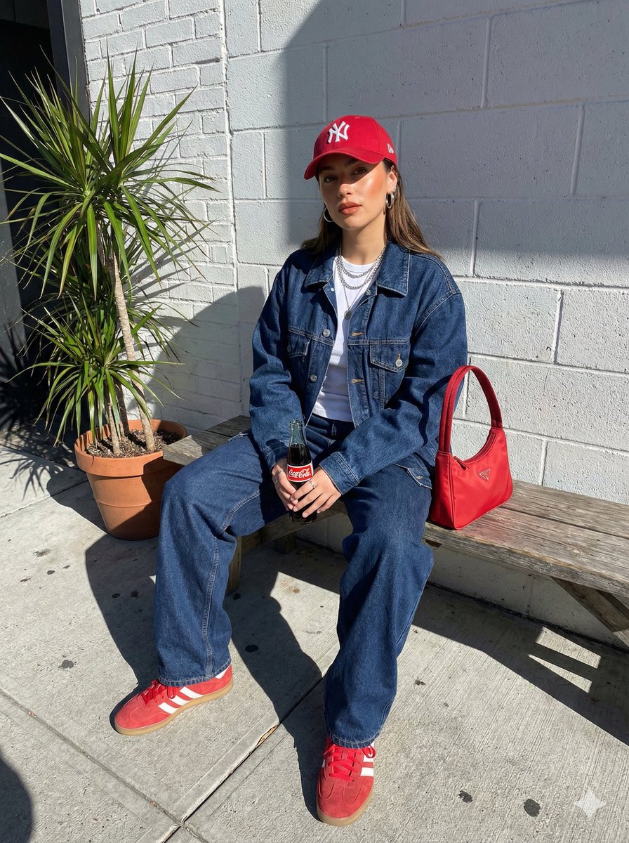 AI Prompt for Urban Street Fashion Photography: Young Woman with Vintage Accents