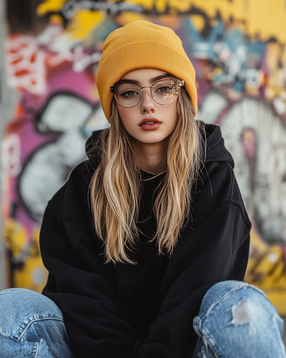 AI Prompt for Urban Street Portrait with Graffiti Background