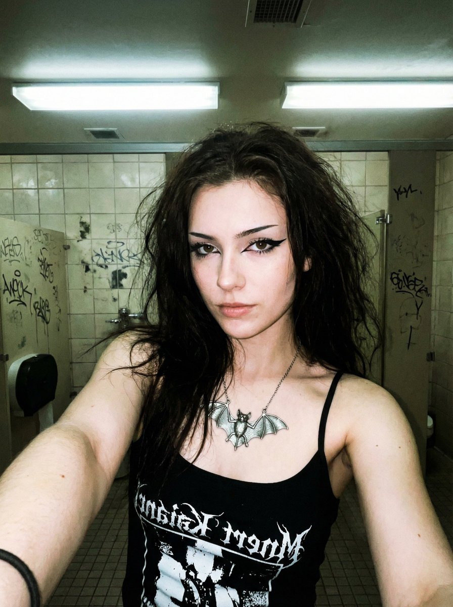 AI Prompt for Y2K Grunge Bathroom Selfie