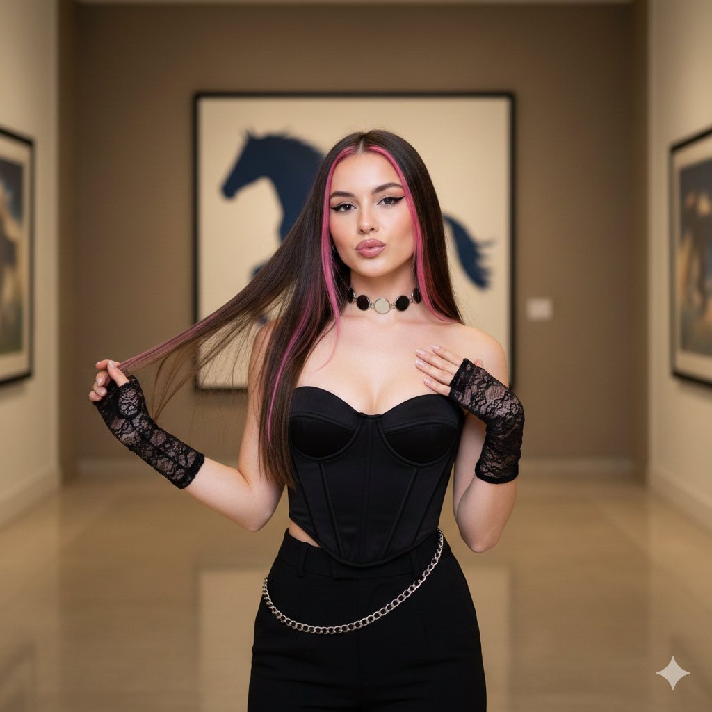 AI Prompt for Y2K Influencer Model Portrait with VR86A$,aligned Composition