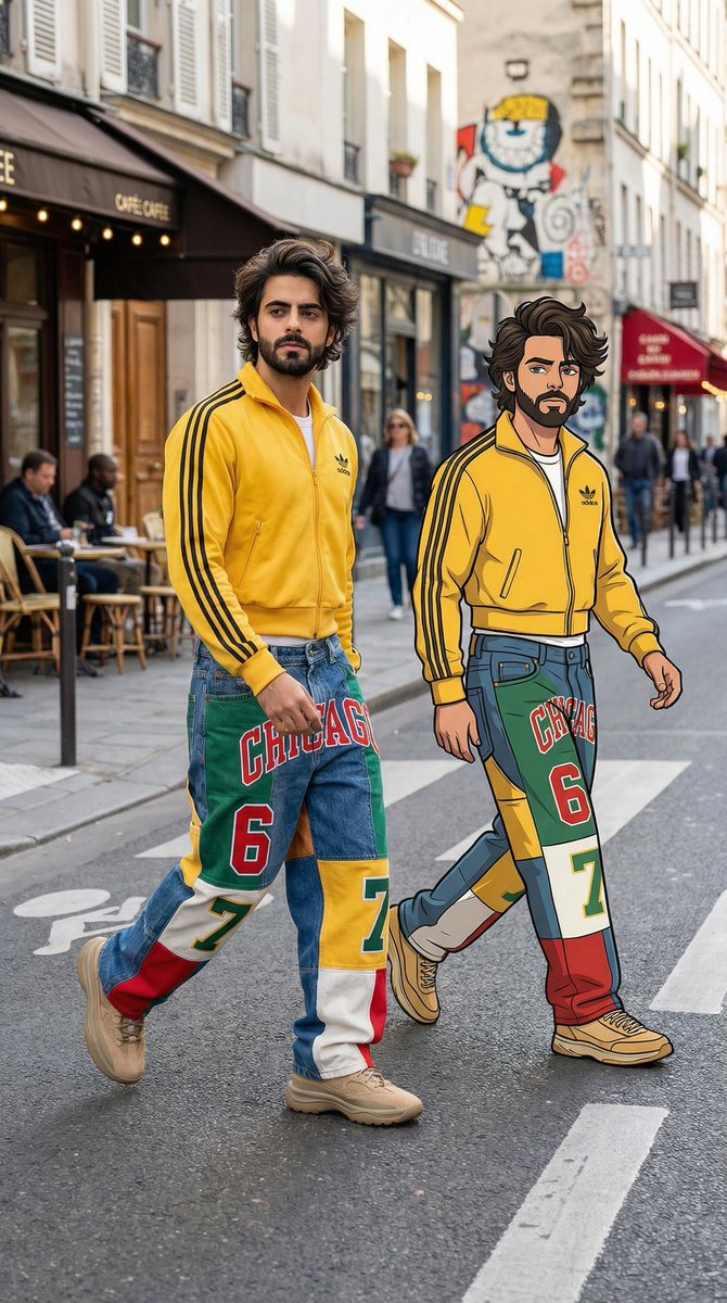 AI Prompt for Y2K Streetwear Illustration with Mixed Media Effect