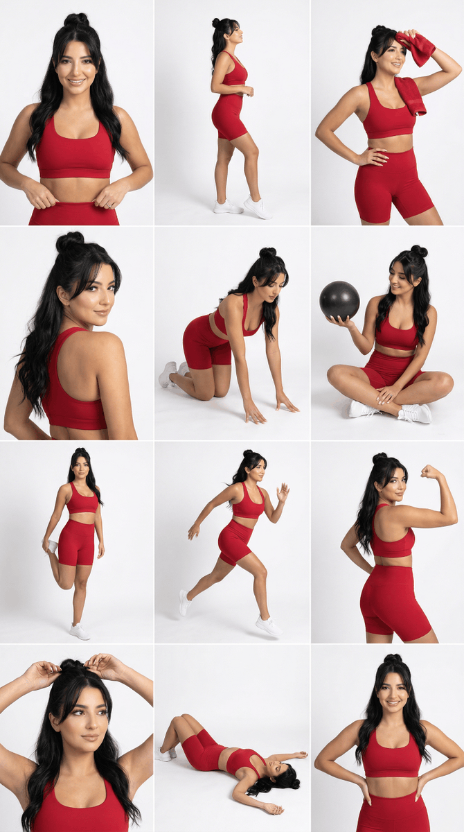 AI Prompt: Generate Fashion Model with Custom Outfit in Red Studio
