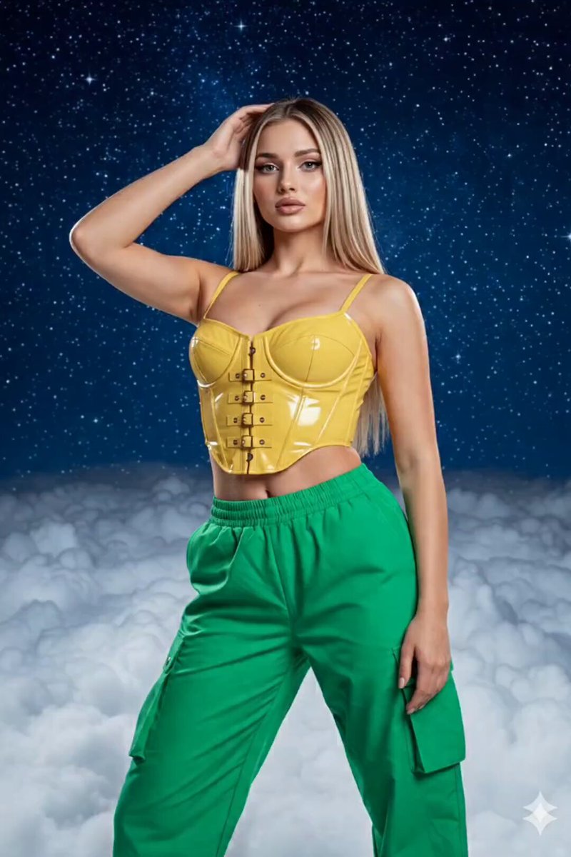 AI Prompt: High-Fashion Glamorous Woman in Cosmic 3D Environment