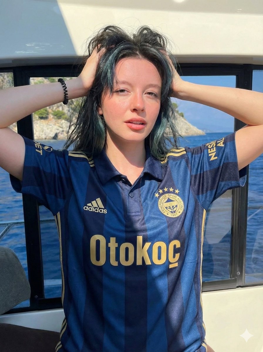 AI Prompt: Stunning Fenerbahçe Jersey Portrait on a Luxury Yacht - Perfect for Social Media