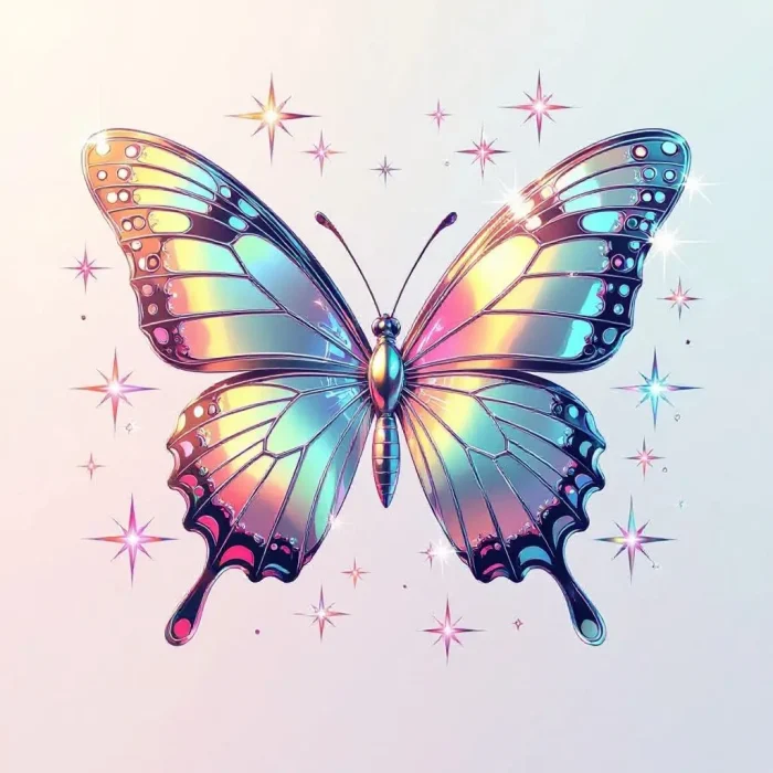 Chrome Butterfly Y2K T-Shirt Design
