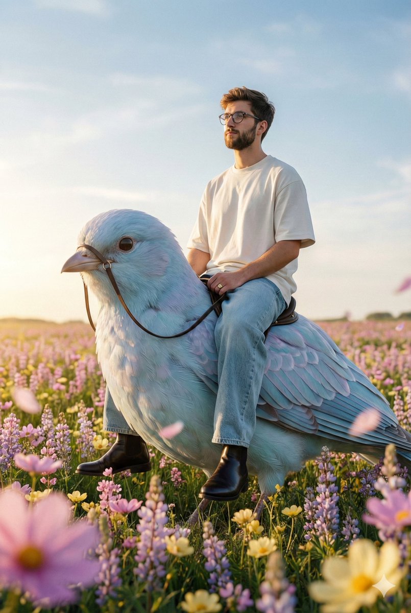 Cinematic Editorial Fashion Portrait on Giant Bird