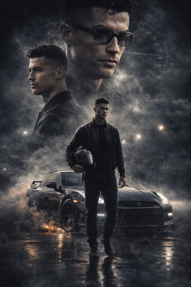 Cinematic underground racing poster featuring Cristiano Ronaldo and GT-R