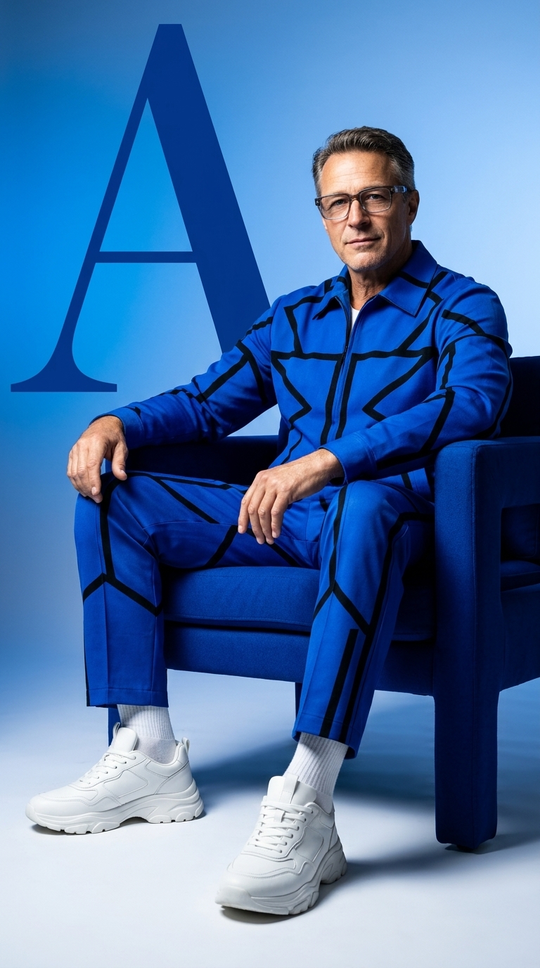 Cobalt Blue Fashion Editorial Portrait with Bold Typography